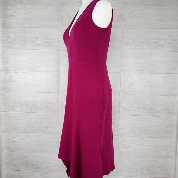 Bariano Sheath Cocktail Party Dress Sz L Magenta Pink V Neck Sleeveless Stretch - Picture 4 of 14
